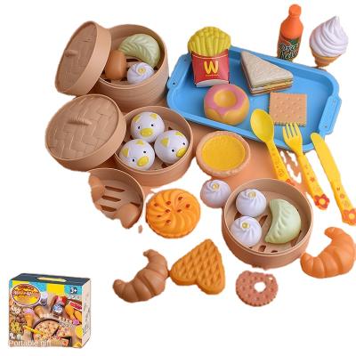 China Plastic Children Play Toys Simulation Chinese Tea Steamer Set Food Burgers French Fries Male Girl Gifts for sale