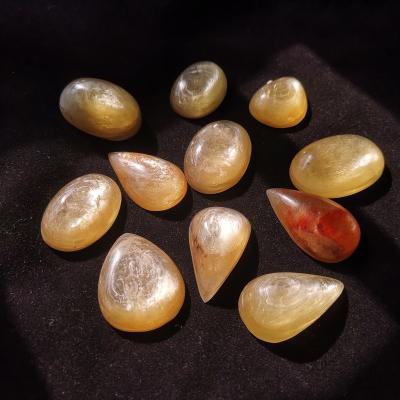 China Europe Real Lepidolite Yellow Natural Golden Carved Water Drops Spiritual Healing Ornaments for sale