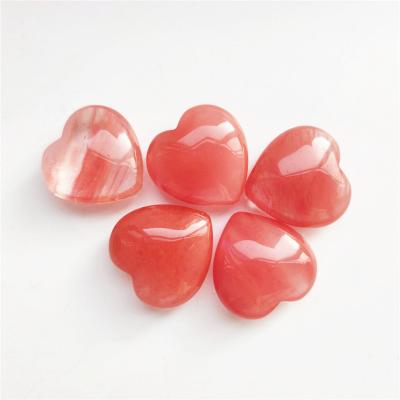 China Europe 3cm Healing Energy Crystal Charm Heart Shape Red Cast Stone For Pendant for sale