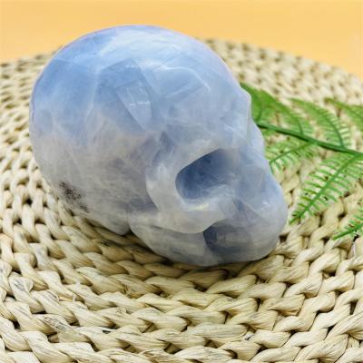 China Europe wholesale blue calcite skulls crafts natural celestite crystal skulls for decoration for sale