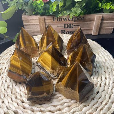 China Europe Wholesale Customized Crystal Yellow Tiger Eye Stone Trick Point Raw Stone Wand for sale