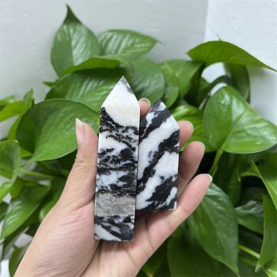 China Black and White Zabra Jasper Obelisk For Decoration from Europe Tower Jade Point Natural Gemstone Carving for sale