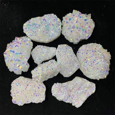 China Europe Beautiful Electroplate Crystal Cluster Angel Aura Quartz Natural White Crystal Cluster For Decoration for sale