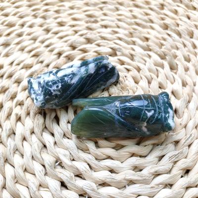 China Wholesale High Quality Natural Cicada Agate Crystal Quartz Hand Carved Moss From Europe New Product For Decoration for sale