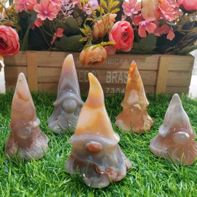 China Cute Europe Cherry Blossom Agate Wizard With Hat Hand Carved Open Flower Agate Eidolon For Decor for sale