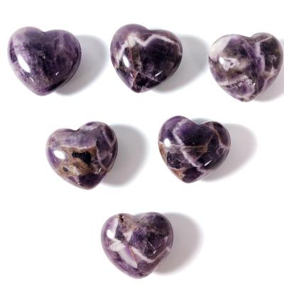 China Wholesale Europe PriceHand Carved Chevron Natural Amethyst Crystal Heart for sale