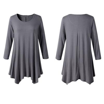 China New Fashion Anti Shrink Sleeve Solid Tunic Dress Women Long Plus Size Long Tunic Tops for sale