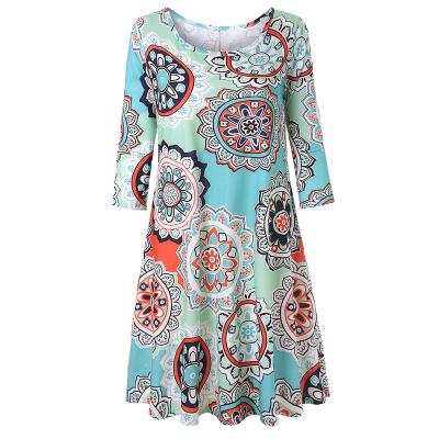 China Anti-Shrink Simple Elegant Printing Flower Tunic Ukrainian Dress for sale