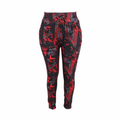 China Antibacterial Manufacturers Selling High Waist Stretch Super Soft Sports Abstract Black Red Eco-Friendly Body Shaping Yoga Pants for sale