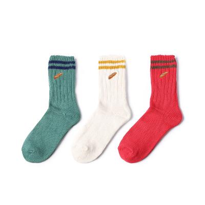 China Antibacterial Quality Knitting Vivid Color Striped Socks Made In Korea for sale