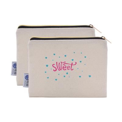 China Fashoion 2022 Wholesale Custom Cute Printing Patterns Bridal Canvas Durable Zipper Gold Bag Set Friend Gifts Canvas Cosmetic Makeup Bag for sale