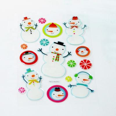 China Custom Printed Christmas Snowman Epoxy Gel Logo Sticker Eco-friendly for sale