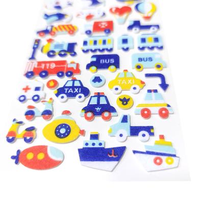 China Self Adhesive Custom Printing Handmade Felt Car Sticker Kids 3d Fabric Sticker for sale