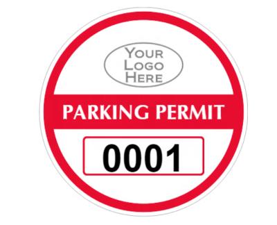 China Eco-Friendly 2x2 Inch Round Red Parking Permission Label Static Window Cling Sticker for sale