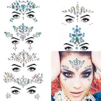 China Custom Rhinestone Sticker Crystal Tears Gem Stones Temporary Decorative Sticker Rhinestone Face Jewelry for sale