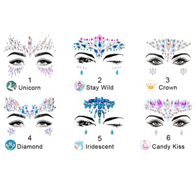 China Decorative Sticker Praise Props Face Stick Gem Jewels Crown Face Jewels For Mardi Gras Costumes for sale