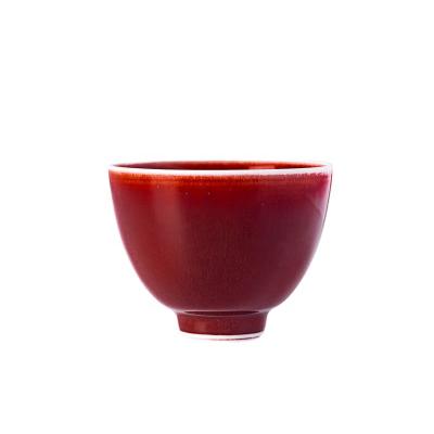 China Jingdezhen viable langhong kungfu handmade red glazed tea cup for sale