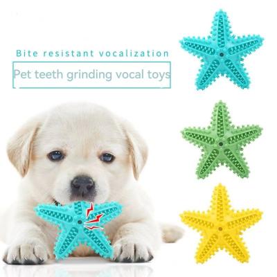 China Stocked Lu Chong Dog Toy Bite resistant Starfish Soundmaking Dog Toothbrush Grinding Tooth Bite resistant Soundmaking Large Dog Golden H for sale