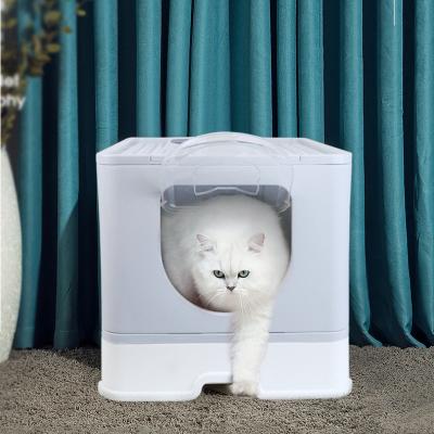 China Sustainable Plastic Fully enclosed cat litter basin Comes with cat litter shovel Anti odor Foldable cat litter basin for sale