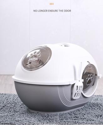 China Sustainable Plastic Fully enclosed cat litter basin Comes with cat litter shovel Anti odor cat toilet for sale