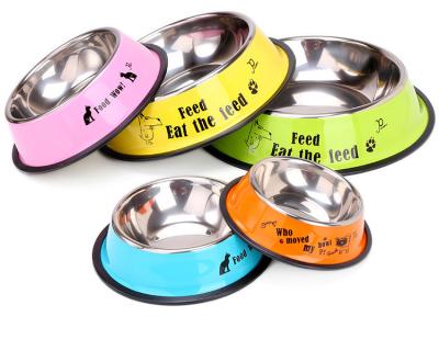 China Non-automatic Stainless Steel Bowl Dog Food Bowl Puppy Feeder 6 Sizes Non Slip Pet Bowl Pet Products for sale