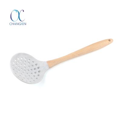 China Food Grade Sustainable Wooden Handle Serving Filter Silicone Filter Pouch for sale