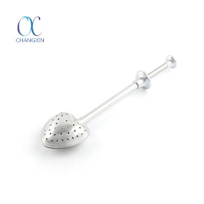 China Sustainable Flexible Telescopic Handle Love Shape Tea Infuser Metal Tea Stick for sale