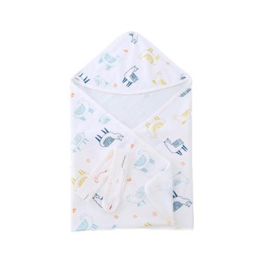 China 100% Active Cotton Receiving Baby Muslin Wrap Blankets Baby Blanket With Hat Newborn Wrap Blanket for sale