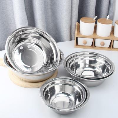 China Mult-Size Disposable Kitchen Basin Sink Bowl Basin Dinner Electroplate Stainless Steel Soup Basin for sale