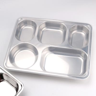 China Sustainable cheap 304stainless steel divider 2/3/4/5food dinner plates fast food tray for sale