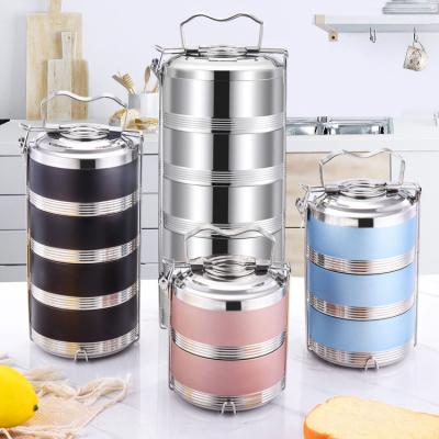 China Freshness keeping 3 tiffin slices insulated lunch box layered thermos stainless steel food bowl best for tiffin serving for sale