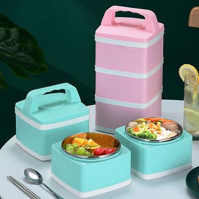 China 2/3/4/5 Layer Freshness Storage Square Wholesale Kids Container Multi Container Tiffin Box Stainless Steel Bento Lunch Boxs For Kids /Student/Adult for sale