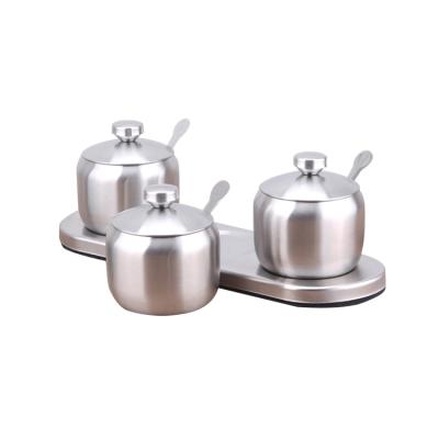 China Sustainable Kitchen 304 Stainless Steel Spice Jar Condiment Containers Set for sale