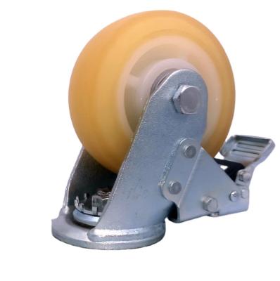 China Caster Wheel Trolley Wheel Flat Plate Caster 5 Inch Brake , Aluminum Caster for sale