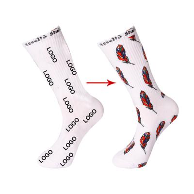 China Wholesale QUICK DRY white men's crew socks with logo and customized logo men's crew socks for sale