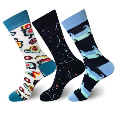 China OEM QUICK DRY Custom Dress JL168- Logo Patterned Fun Unisex Cotton Dress Socks Comfortable Man Sports Crew Socks for sale