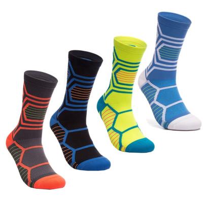 China JL173- Logo OEM QUICK DRY Wholesale Men Nylon Compression High Quality Cycling Sports Crew Socks for sale