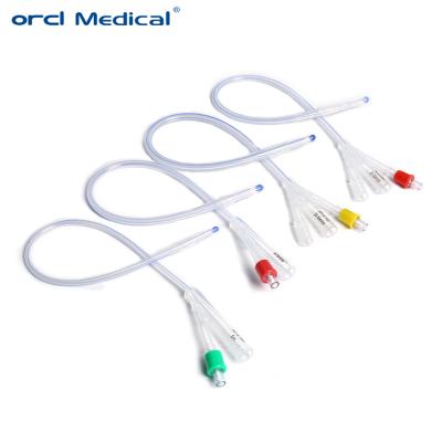 China Medical Silicone Coated Foley Catheter Adult Urethral Catheter Tube in 1-Way 2-Way 3-Way Options for sale