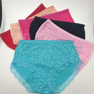 China Extreme Women's French Cut Lace High Rise Panties Hippie Breathable Comfortable Panties Full Coverage Underwear for sale