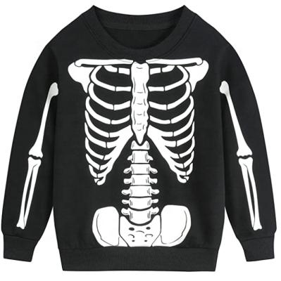 China 2021 Anti Pilling Hot Sale Glow In The Long Sleeve Logo Design Children Tee Custom Made Halloween Dark Sweatshirts T-shirt Cotton for sale