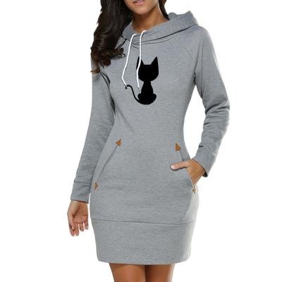 China Anti Wrinkle Anti Wrinkle Women Casual Long Drawstring Sheath Dress Cotton Sweatshirt Hoodie Tops Plus Size Hoodies Dress With Pockets for sale