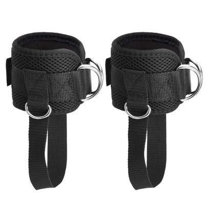 China Durable Comfortable Ankle Straps For Cable Machines Adjustable Comfort Fit Neoprene Reinforce Double D-Ring Ankle Cuffs for sale