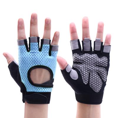 China Breathable Fitness Gloves Half Finger Wrist Support Gym Dumbbell Weightlifting Breathable Recycling Gloves Comfortable and Eco-Friendly Women Men Sports Gloves Exercising for sale