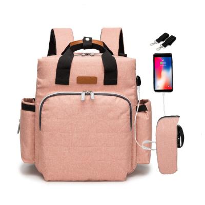 China With USB fashion printing good quality large capacity baby diaper bag mom diaper bag custom waterproof backpack 2021 in stock for sale