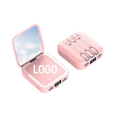 China Portable LED Display+Led light 20000mah emergency power bank mini light, makeup mirror led powerbank 10000mah with powerbank in one for sale