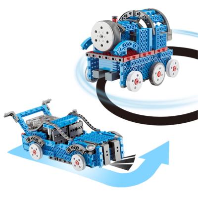 China Building Toy 2 in 1 ABS Plastic Kids Electronic Line Tracking Educational Toy Train Building Blocks for sale