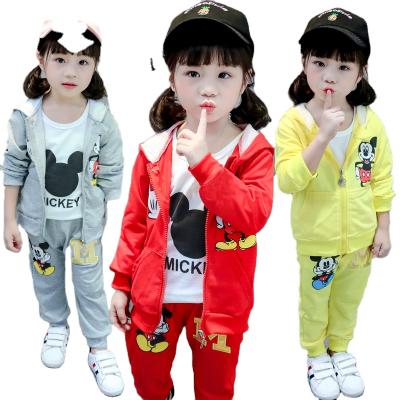 China Casual Baby Clothes Outfit Set 3 Pcs Printing Long Coat + T-shirt Closure Pants + Sleeve Zipper Children Clothes Autumn Spring for sale