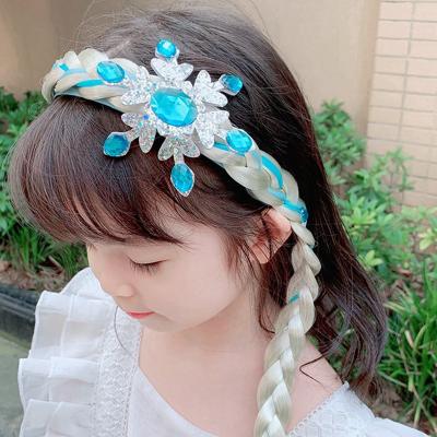 China Frozen Elsa Anna Headband Braids Wig Rapunzel Wig Hair Accessories Wholesale Synthetic Long Hair for sale