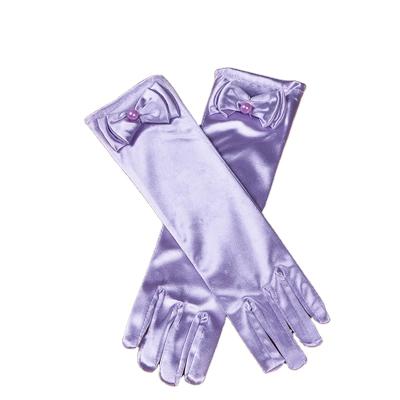 China Girls Princess Cosplay Accessories Long Gloves For Elsa Girls Princess Girls Wedding Dress Glove With Bow Costume Accessories Satin Birthday Gift for sale