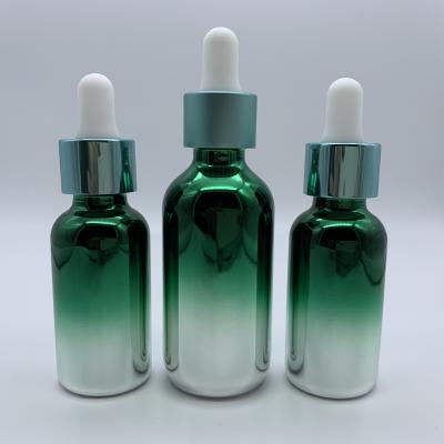 China 5ml 10ml 15ml 20ml 30ml 50ml 100ml Gradient Color Essential Oil Electroplating Electroplating Glass Bottle With Pipette Dropper for sale